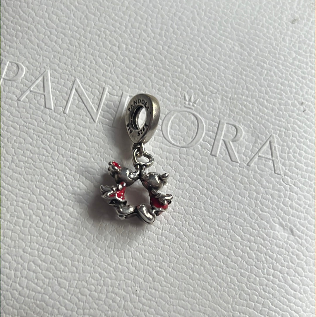Genuine Pandora Disney Mickey & Minnie Kissing Enamel Charm
