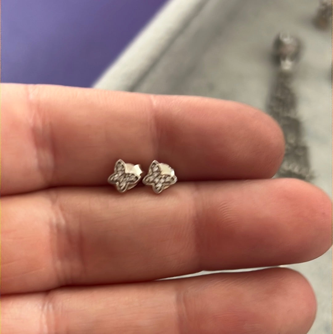 Genuine Pandora TINY Butterfly Pave Earrings Sparkle Studs
