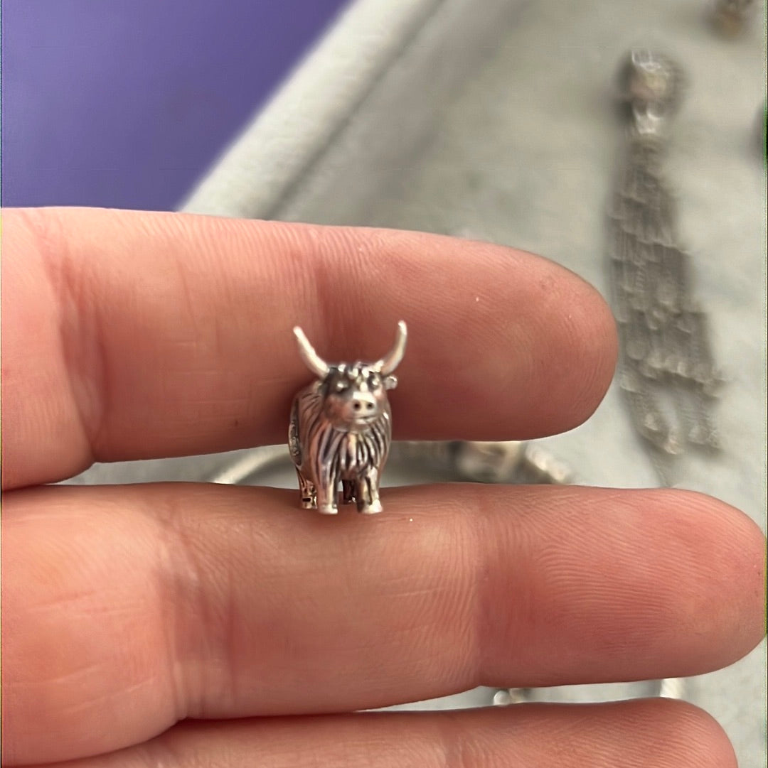 Sterling Silver Cute Scottish Cow Charm