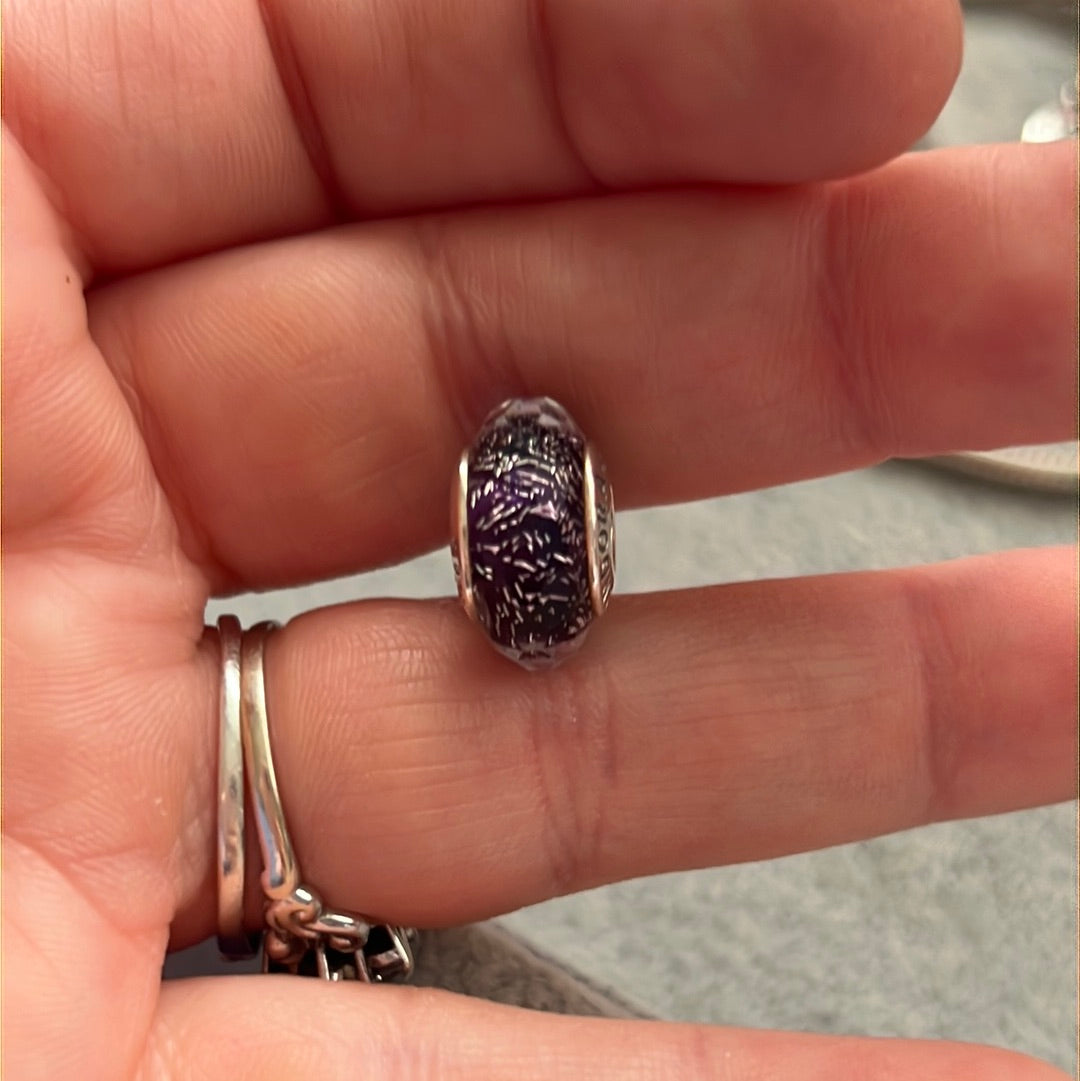 Genuine Pandora Blue Faceted Murano With Glitter Fleck