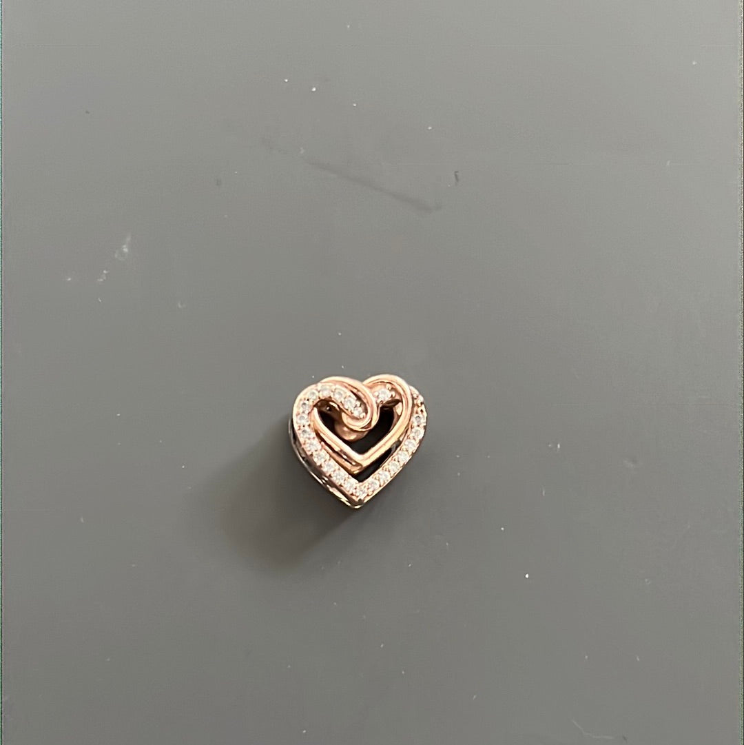 Genuine Rose Gold Pandora Sparkling Entwined Heats Pave Charm