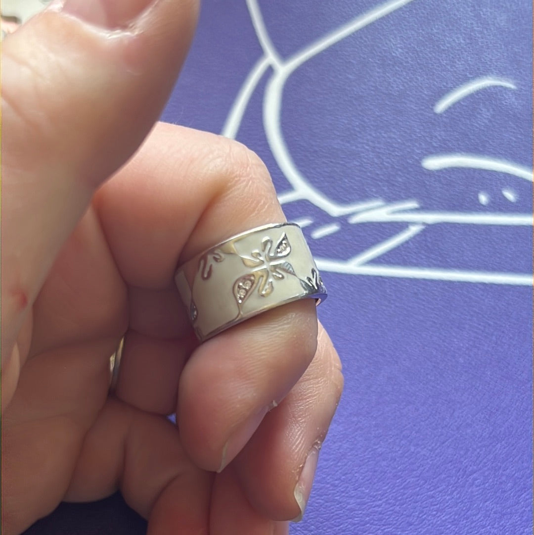 Genuine Swarovski Pave Enamel Swan Logo Ring 55