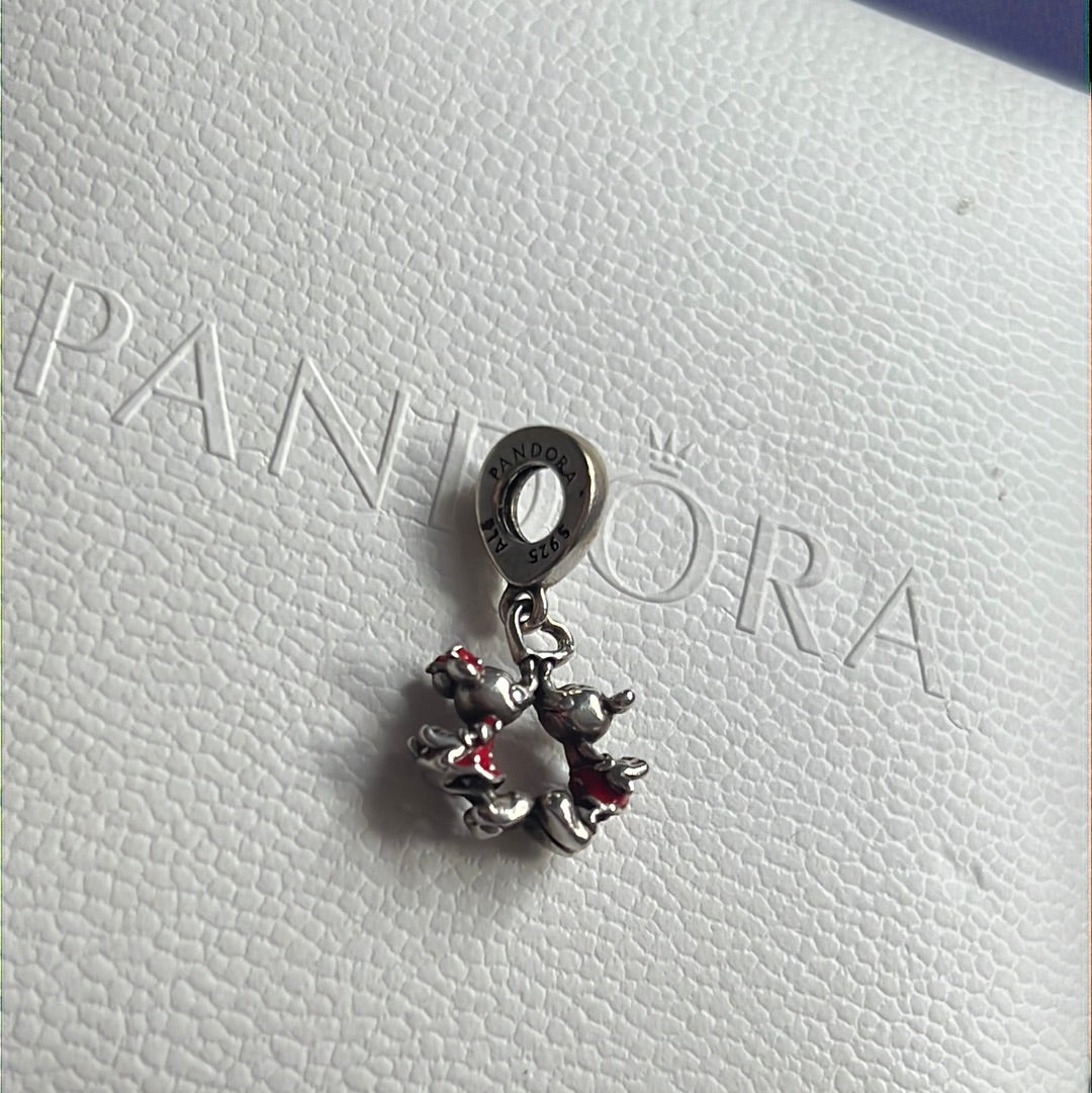 Genuine Pandora Disney Mickey & Minnie Kissing Enamel Charm