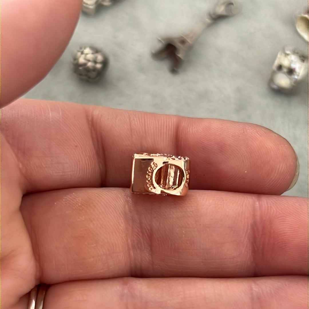 Genuine Pandora Rose Gold Double Pave Heart Intertwined Openwork Charm