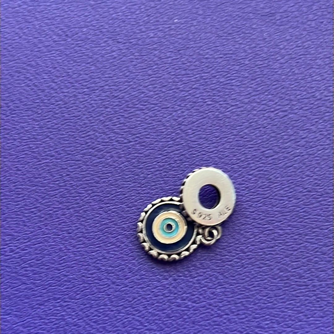 Genuine Pandora Protective Lucky Evil Eye Dangle Blue Enamel