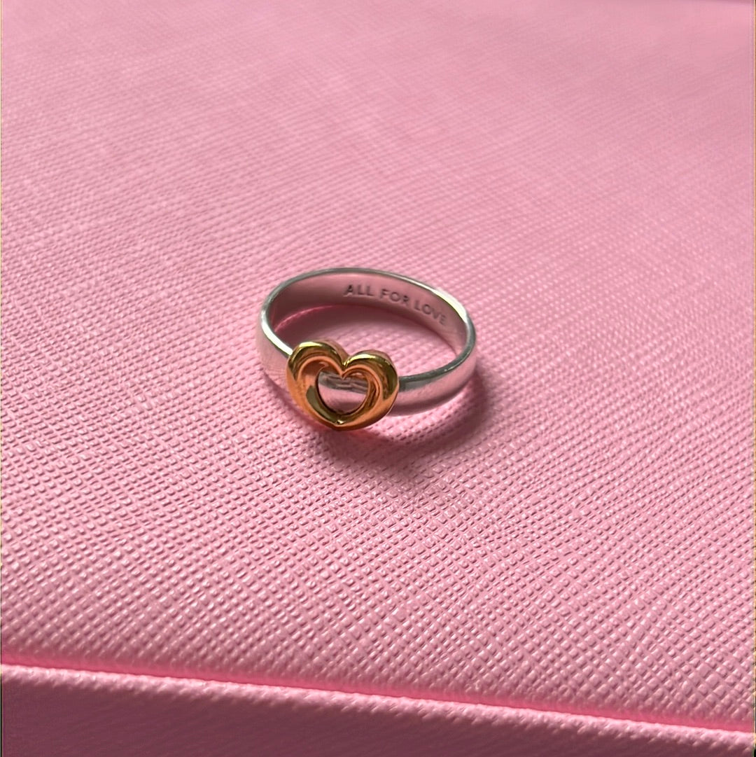 Genuine Pandora Two Tone Sliding Heart Ring Size 52