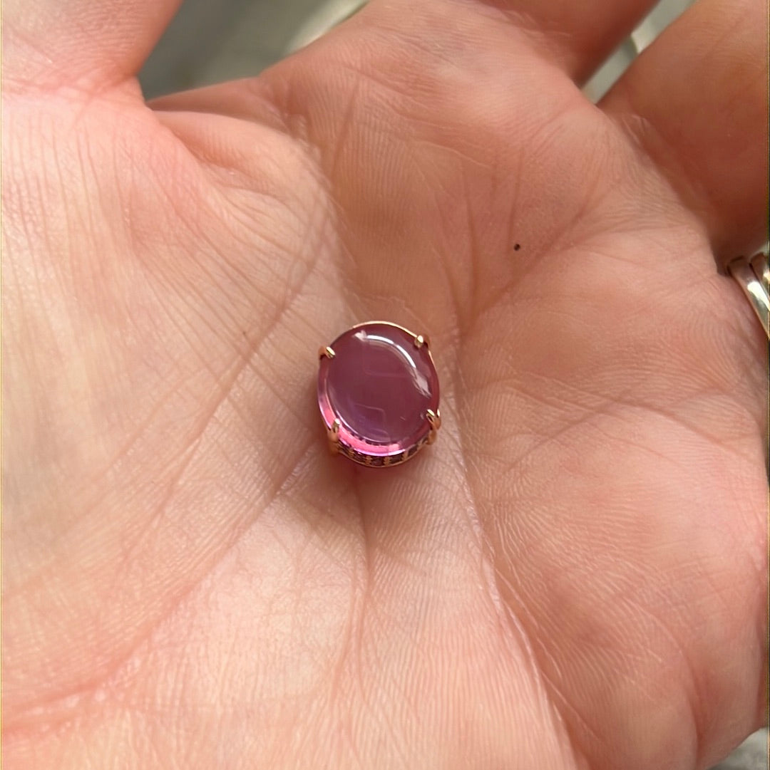 Genuine Pandora Rose Gold Beautiful New Pink Cabochon Pave Charm