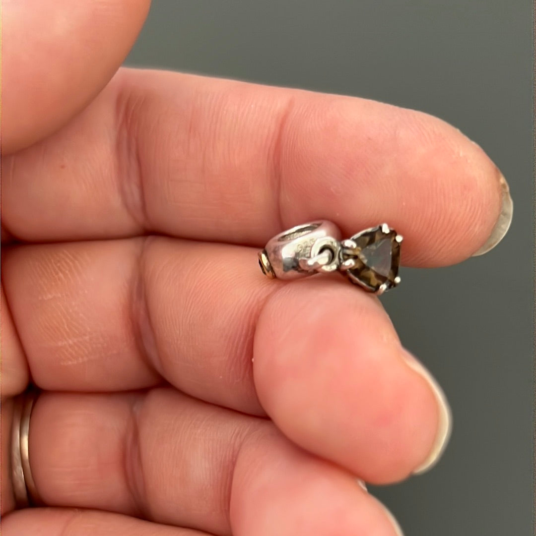 Genuine Pandora Two Tone RARE Smoky Brown Stone 'Close to My Heart' Charm