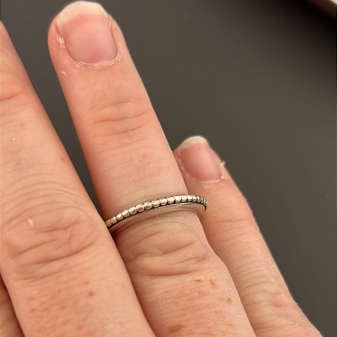 Genuine Pandora Plain Dotted Line Ring RARE HTF 52