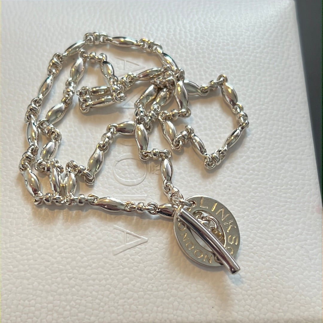 Genuine Links of London T-Bar Clasp Rice Chain Necklace 40cm Short