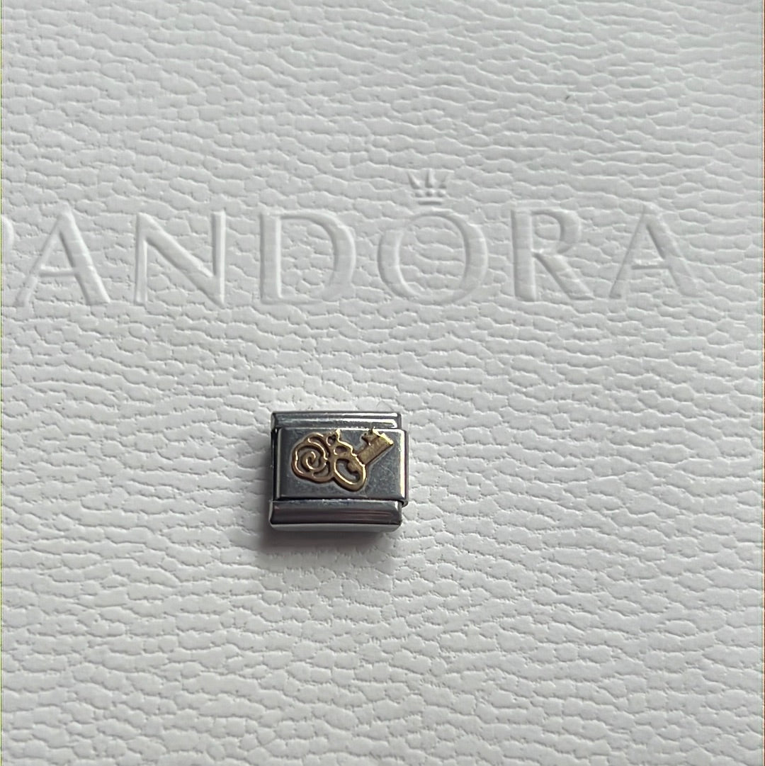 Genuine Nomination Silver Link Charm Two Tone Key and Rose