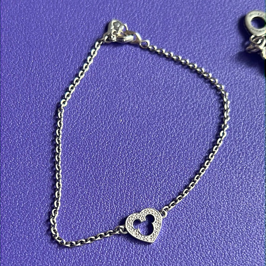 Genuine Pandora Pave Disney Mickey Cut Out Silhouette Bracelet 18cm