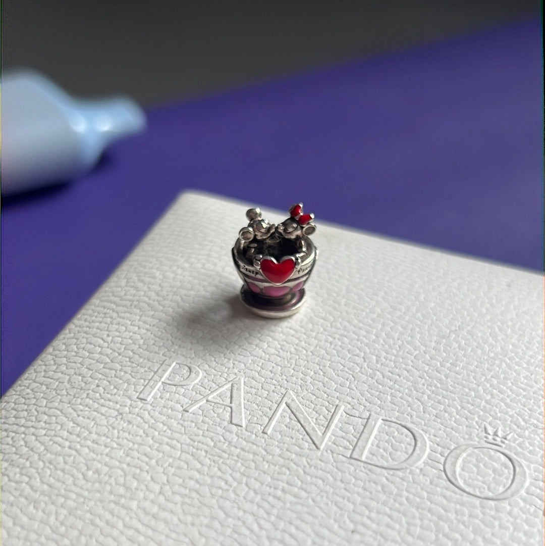 Genuine Pandora Micky & Minnie Mouse in A Teacup Charm Disney Parks Exclusive