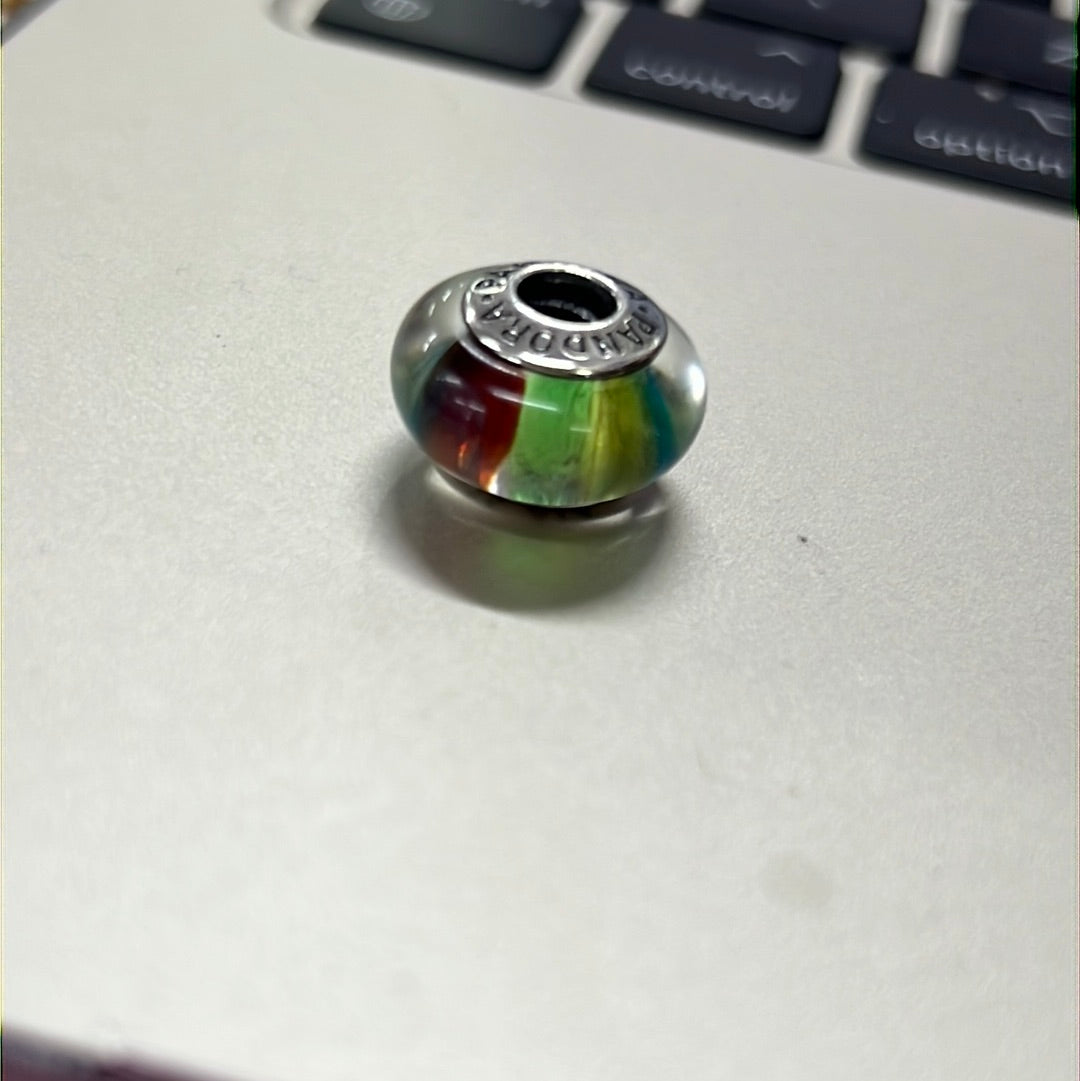 Genuine Pandora Rainbow Sparkle Foil Murano Glass Charm