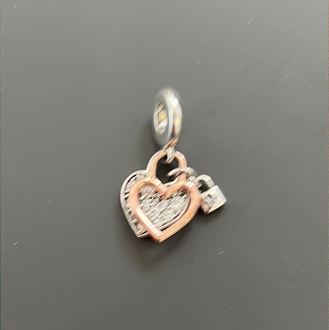Genuine Pandora Together Always Pave Padlock Rose Gold Dangle Charm
