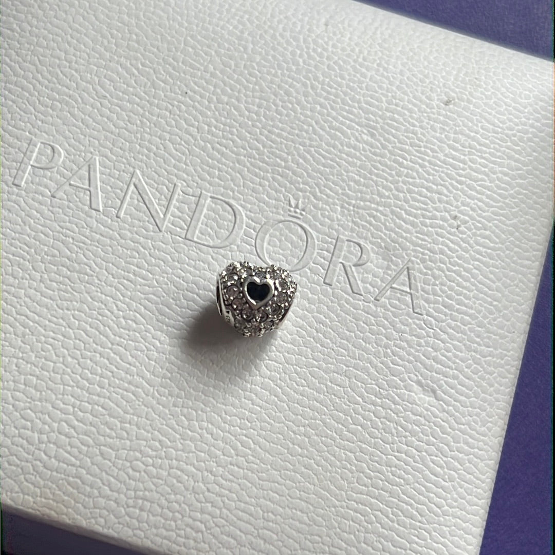 Genuine Chamilia Clear Sparkle Pave Heart Charm