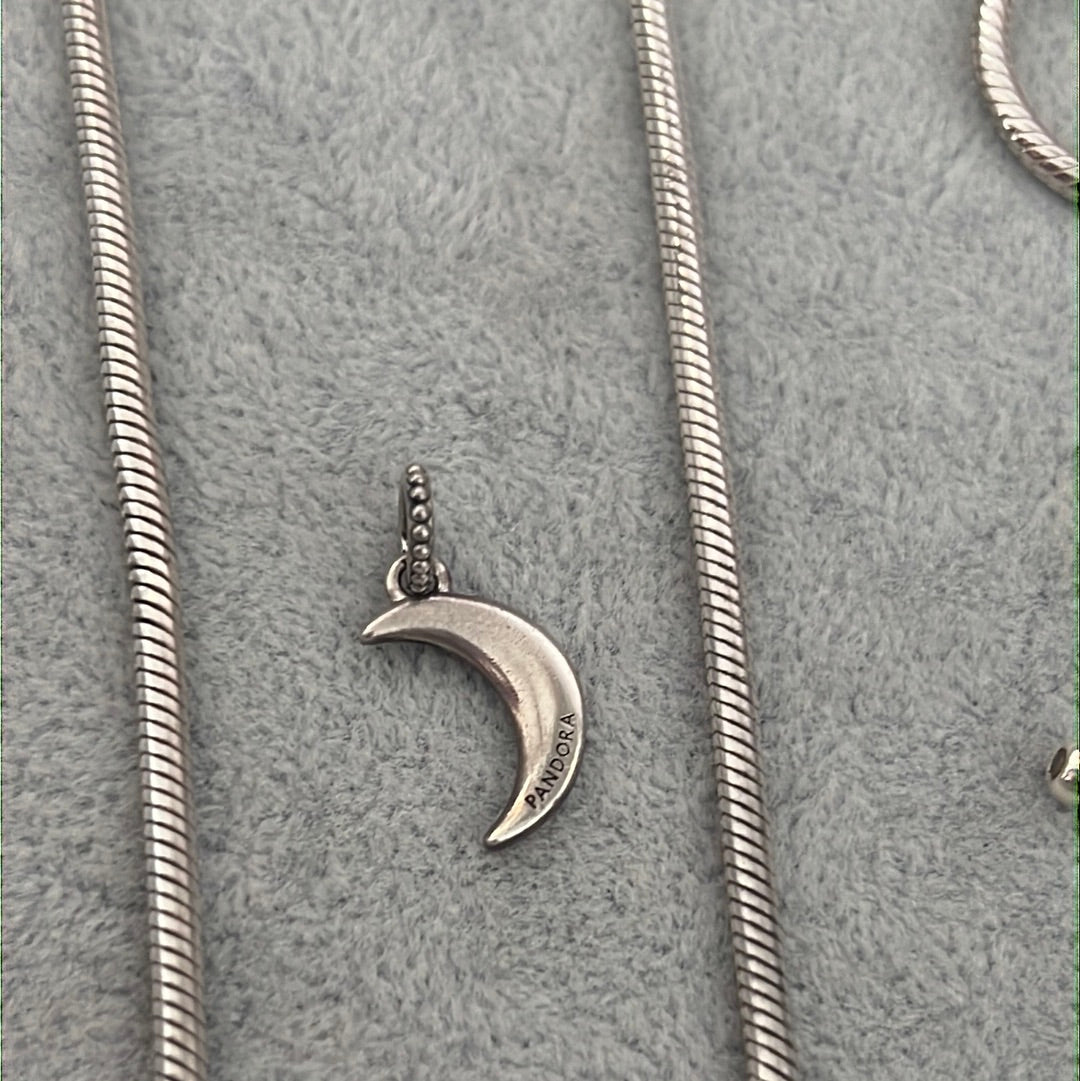 Genuine Pandora Pave Moon Crescent Pendant Charm