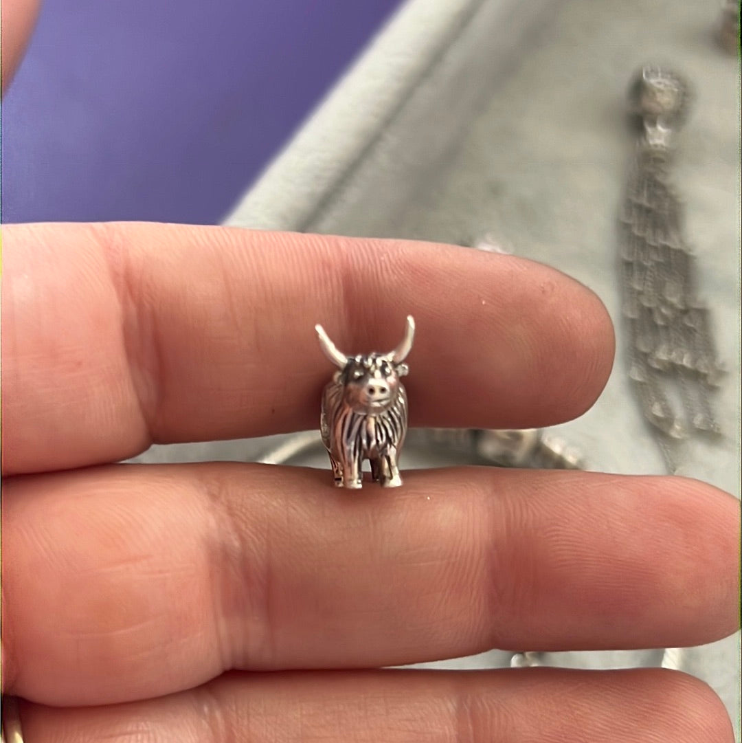 Sterling Silver Cute Scottish Cow Charm