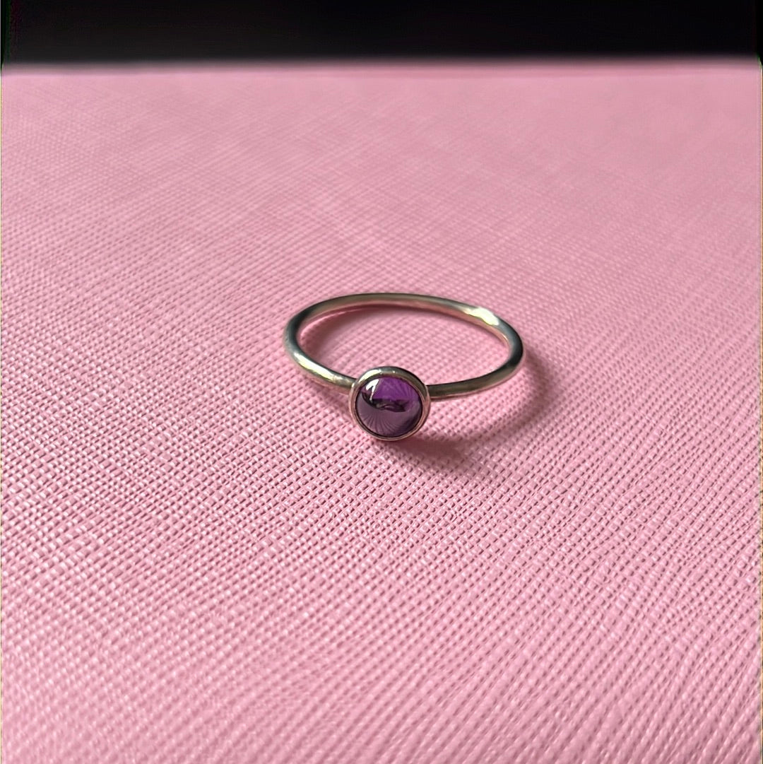 Genuine Pandora Purple Amethyst Cabochon Ring 58