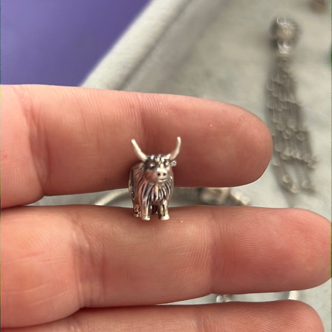 Sterling Silver Cute Scottish Cow Charm