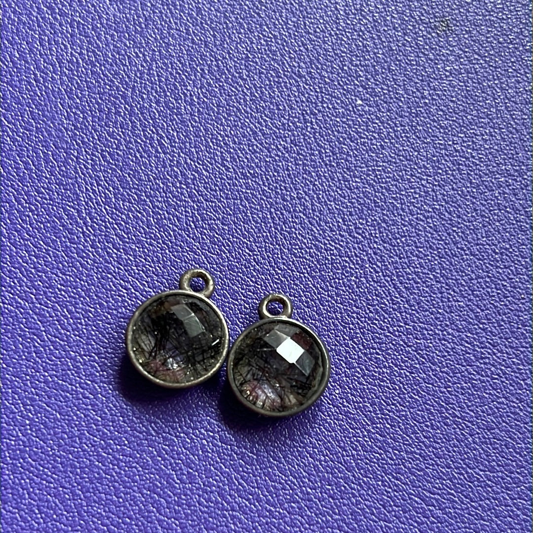 Genuine Pandora Retired Dark Enchantment Black Rutilite Compose Earrings Charm