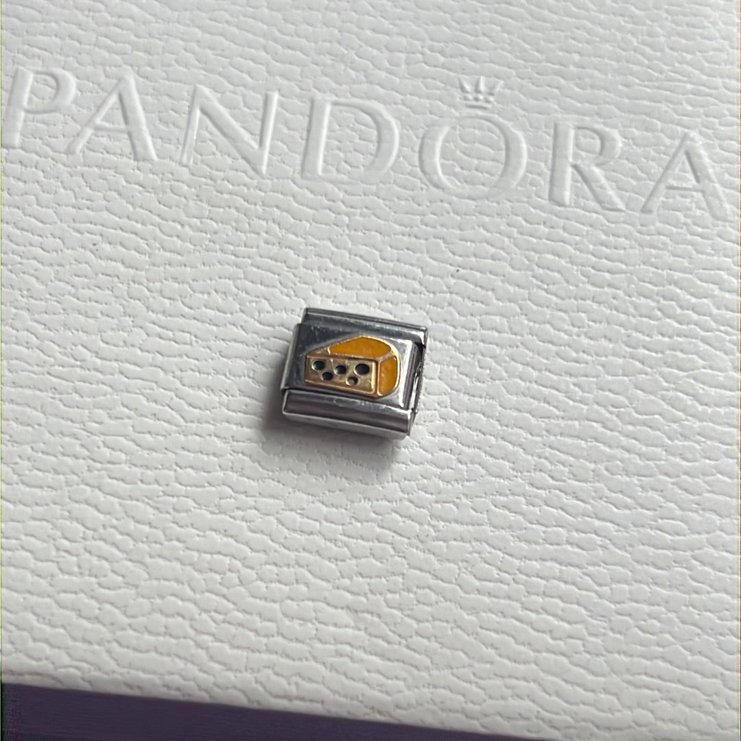 Genuine Nomination Silver Link Charm Two Tone Enamel Cheese