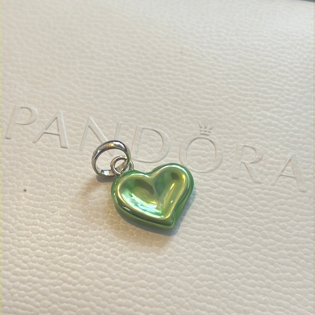 Genuine Thomas Sabo Green Enamel Heart Clip Charm