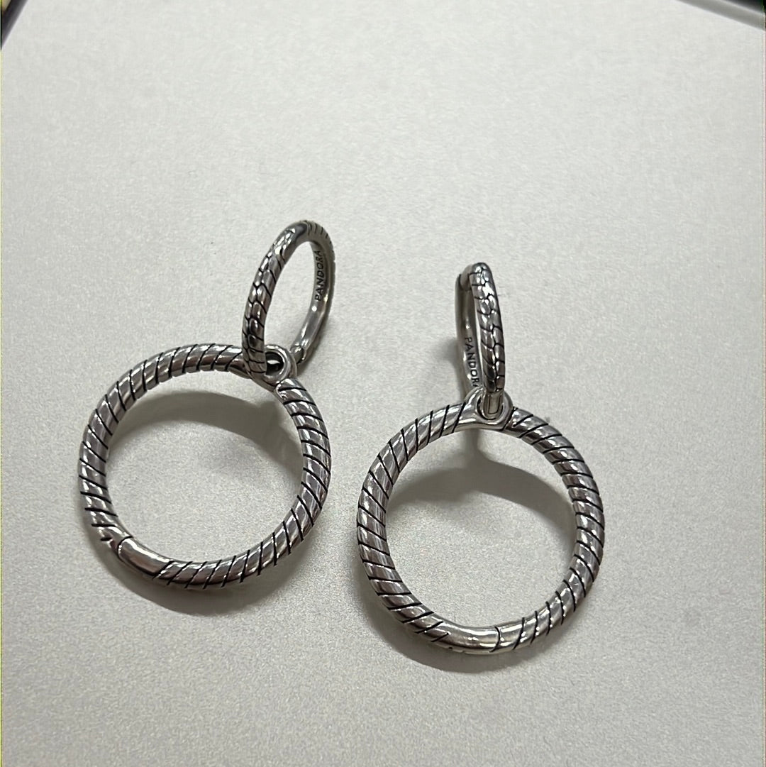 Genuine Pandora Double Hoop Silver Earrings