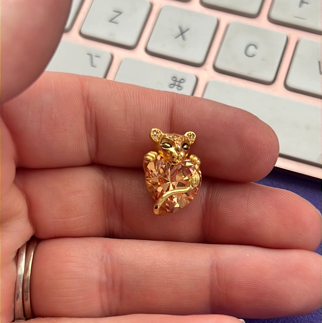 Genuine Pandora Shine Gold Disney Lioness Pave Necklace Holding Golden Heart Stone 50cm drop