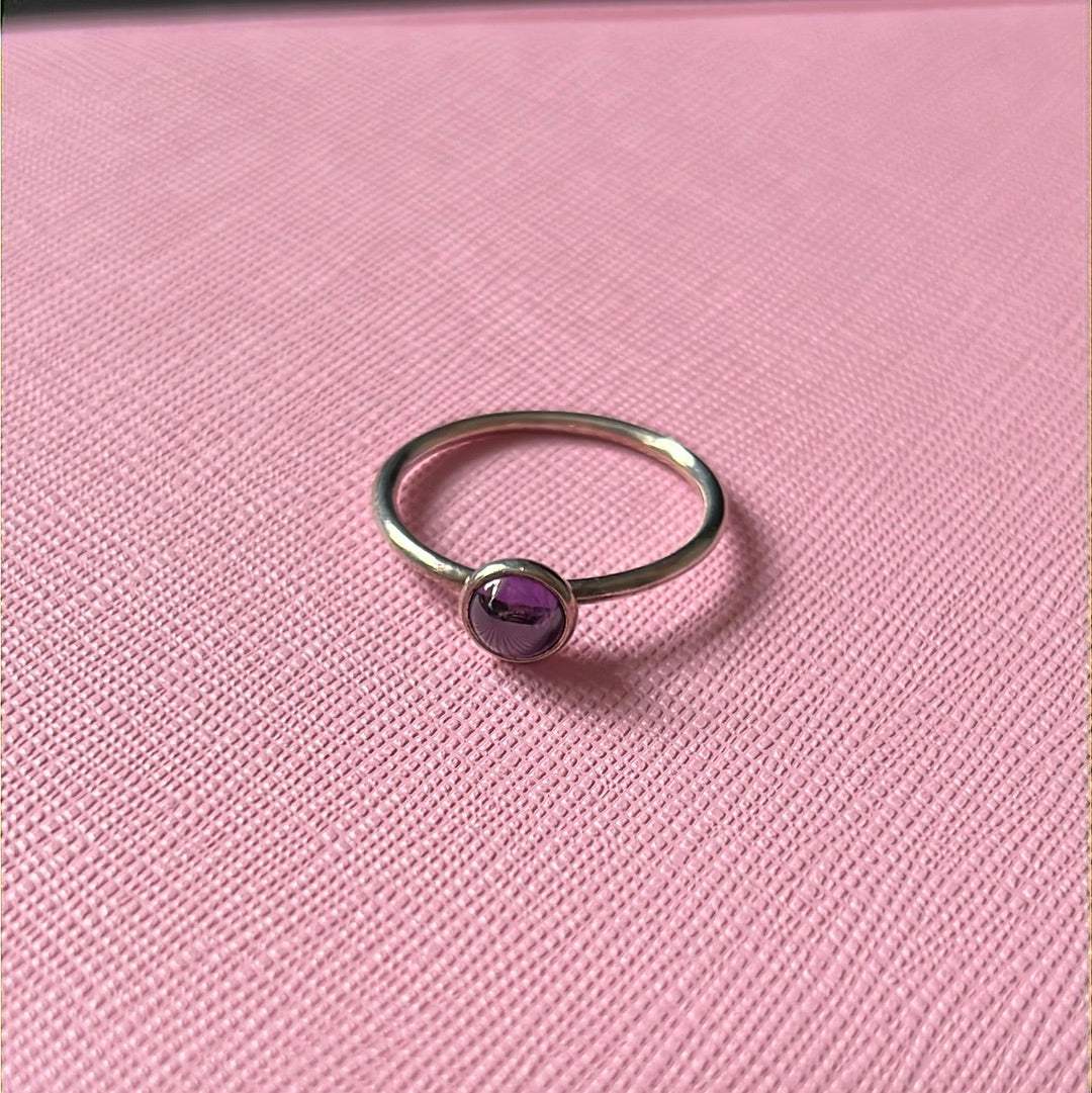 Genuine Pandora Purple Amethyst Cabochon Ring 58