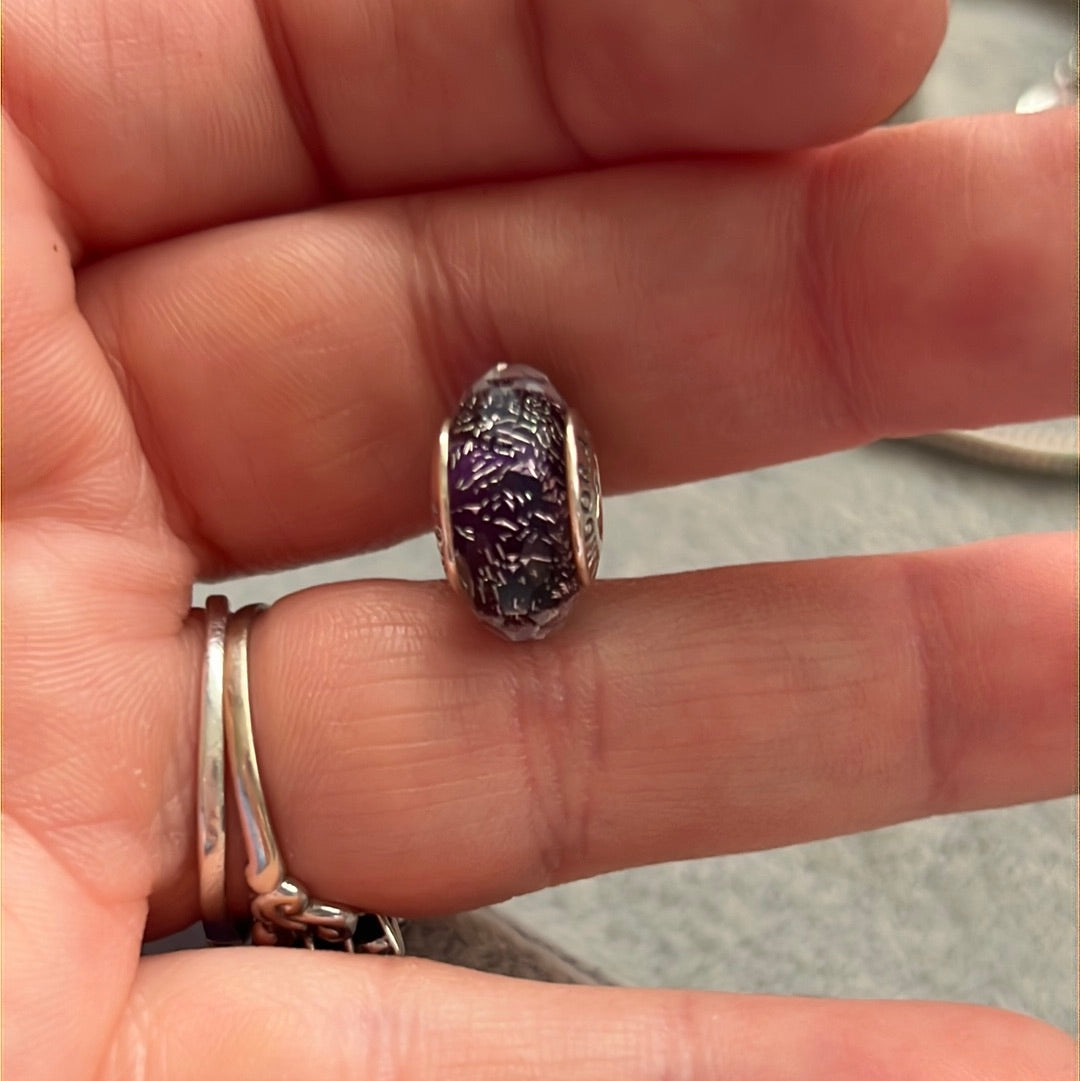 Genuine Pandora Blue Faceted Murano With Glitter Fleck