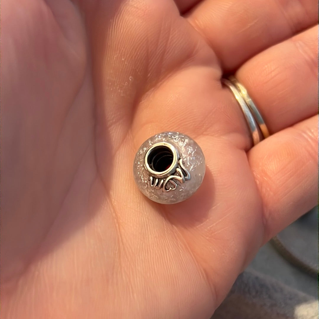 Genuine Pandora Mum & Love Glittery Matte Murano White Charm