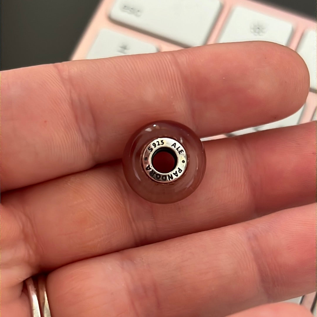 Genuine Pandora Red Twinkle Gold GlitterMurano Glass Charm