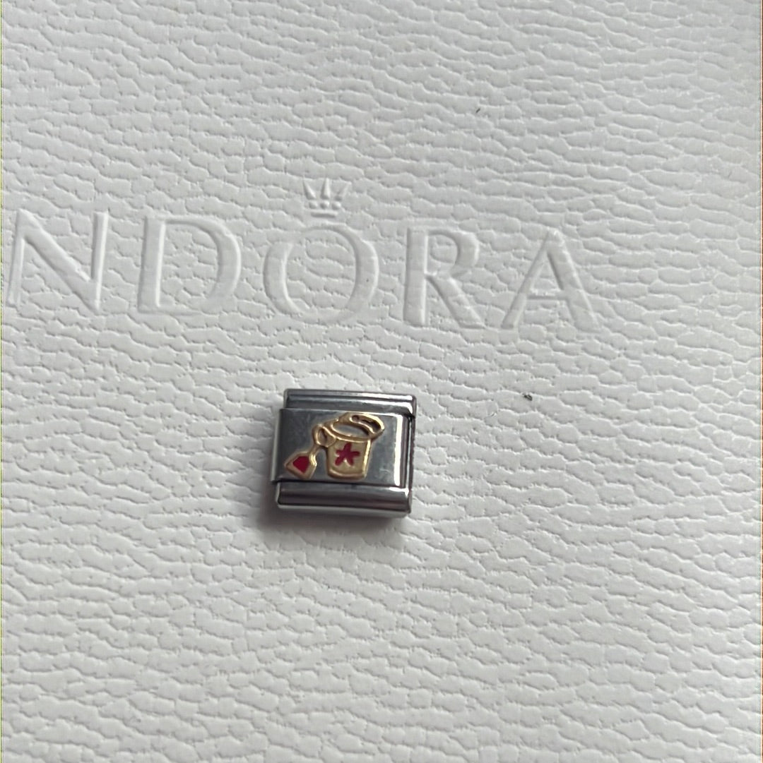Genuine Nomination Silver Link Charm Two Tone Enamel Bucket and Spade