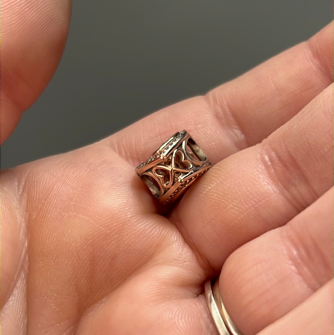 Genuine Rose Gold Pandora Sparkling Entwined Heats Pave Charm