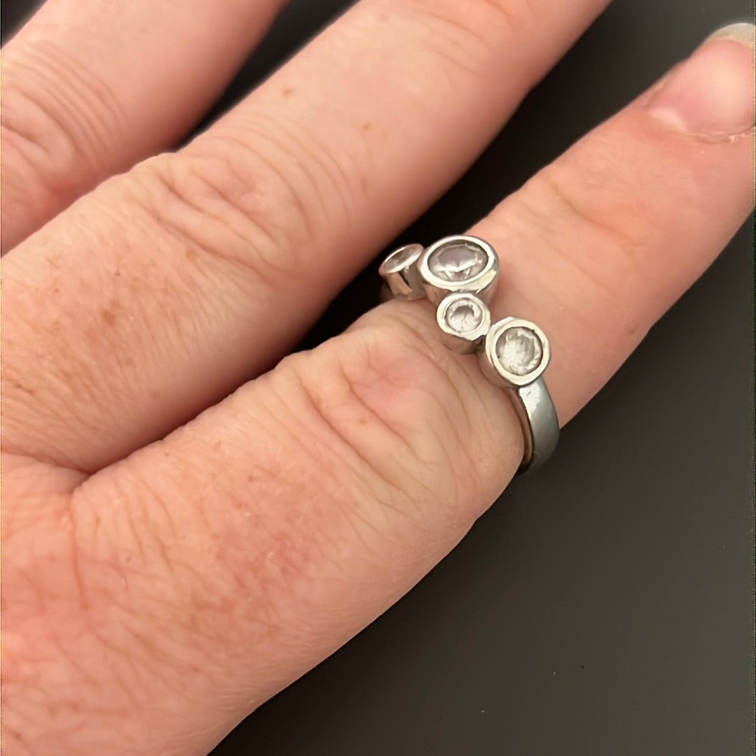 Sterling Silver CZ Bubble Circle Ring 53