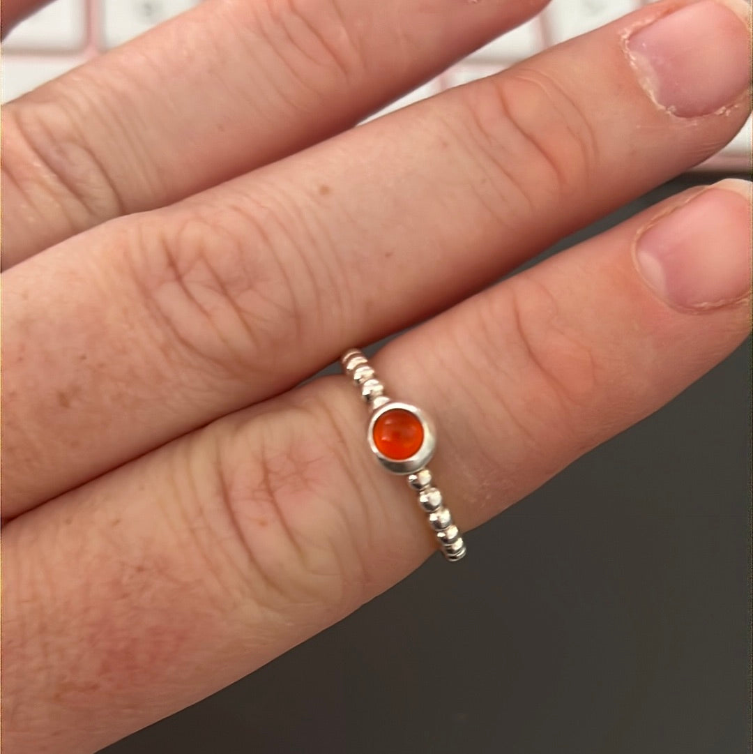 Genuine Pandora Orange Carnelian Rare HTF Beaded Ring 55