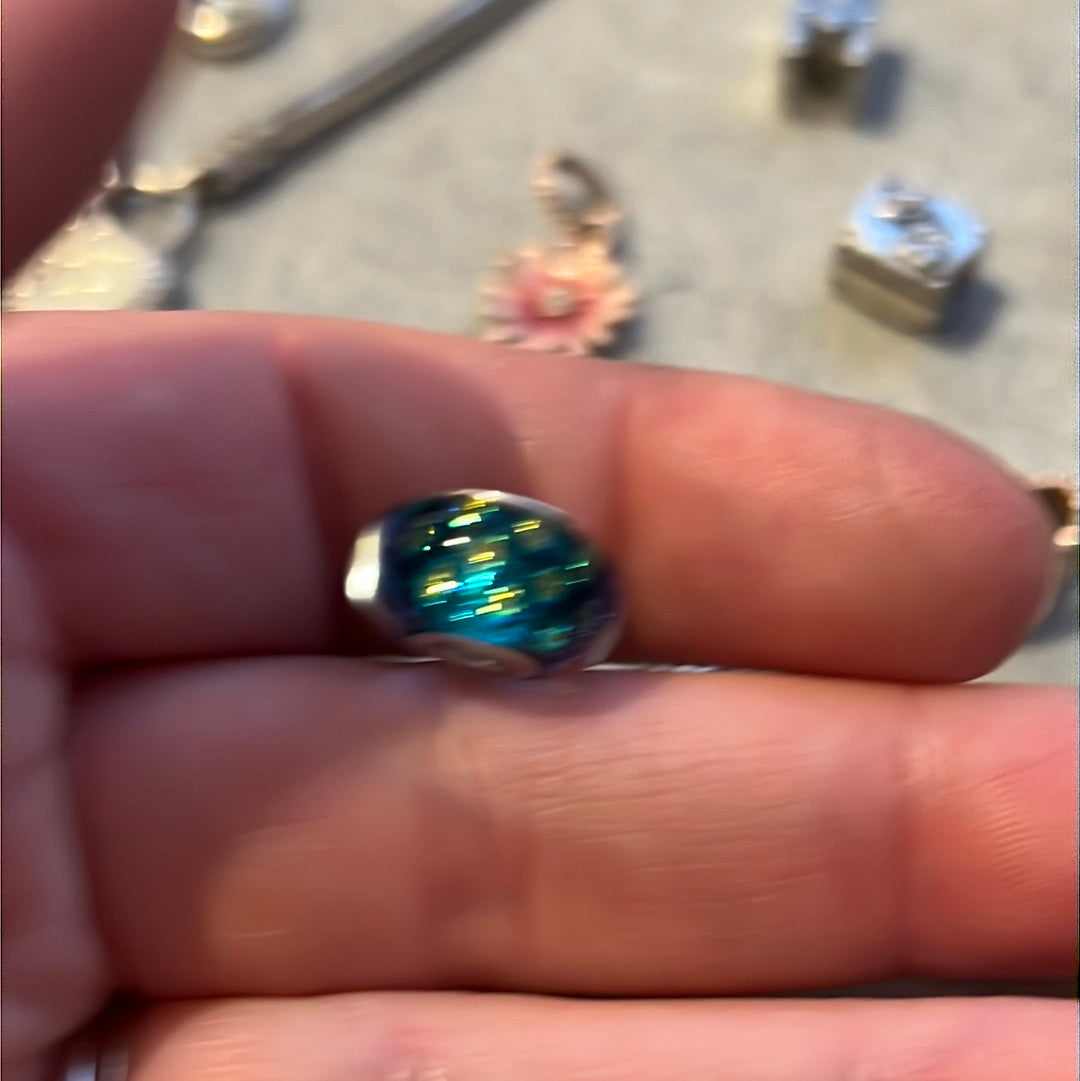 Genuine Chamilia Murano - Blue, Turquoise and Gold Mermaid Shimmer BEAUTIFUL