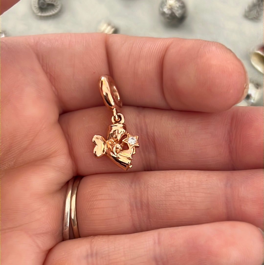 Genuine Pandora Rose Gold Winged Angel CZ Charm