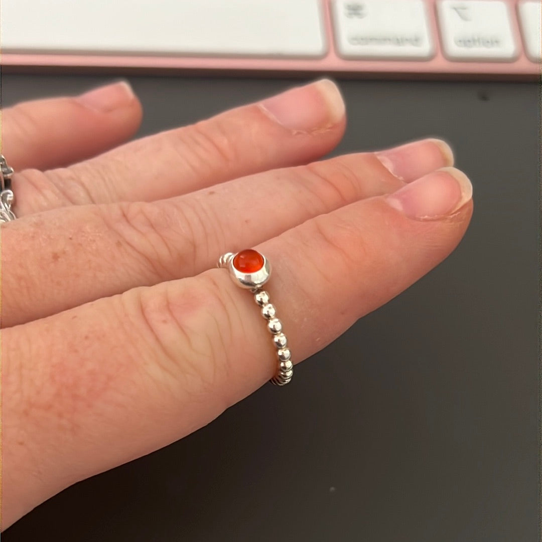 Genuine Pandora Orange Carnelian Rare HTF Beaded Ring 55