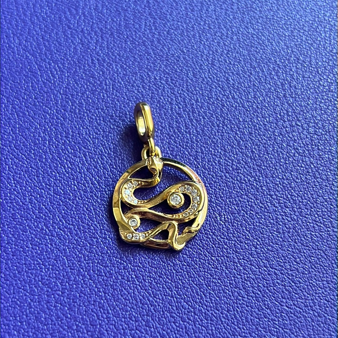 Genuine Pandora Me Shine Gold Pave Snake Medallion Large Charm
