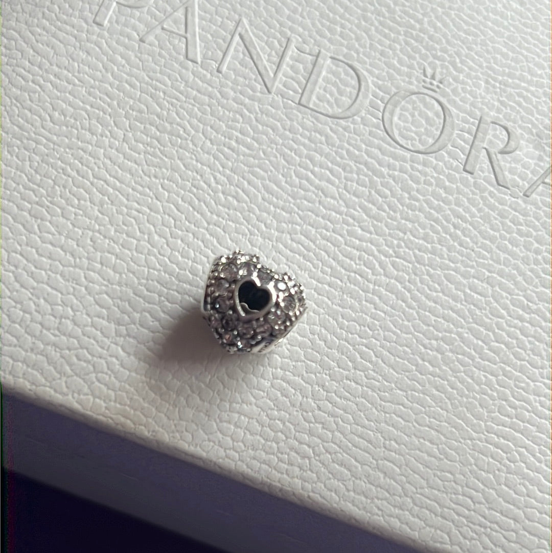 Genuine Chamilia Clear Sparkle Pave Heart Charm