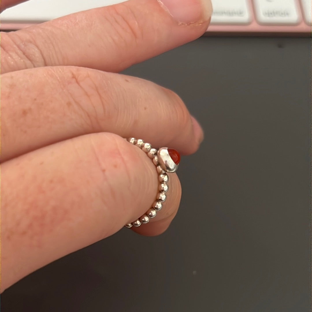 Genuine Pandora Orange Carnelian Rare HTF Beaded Ring 55
