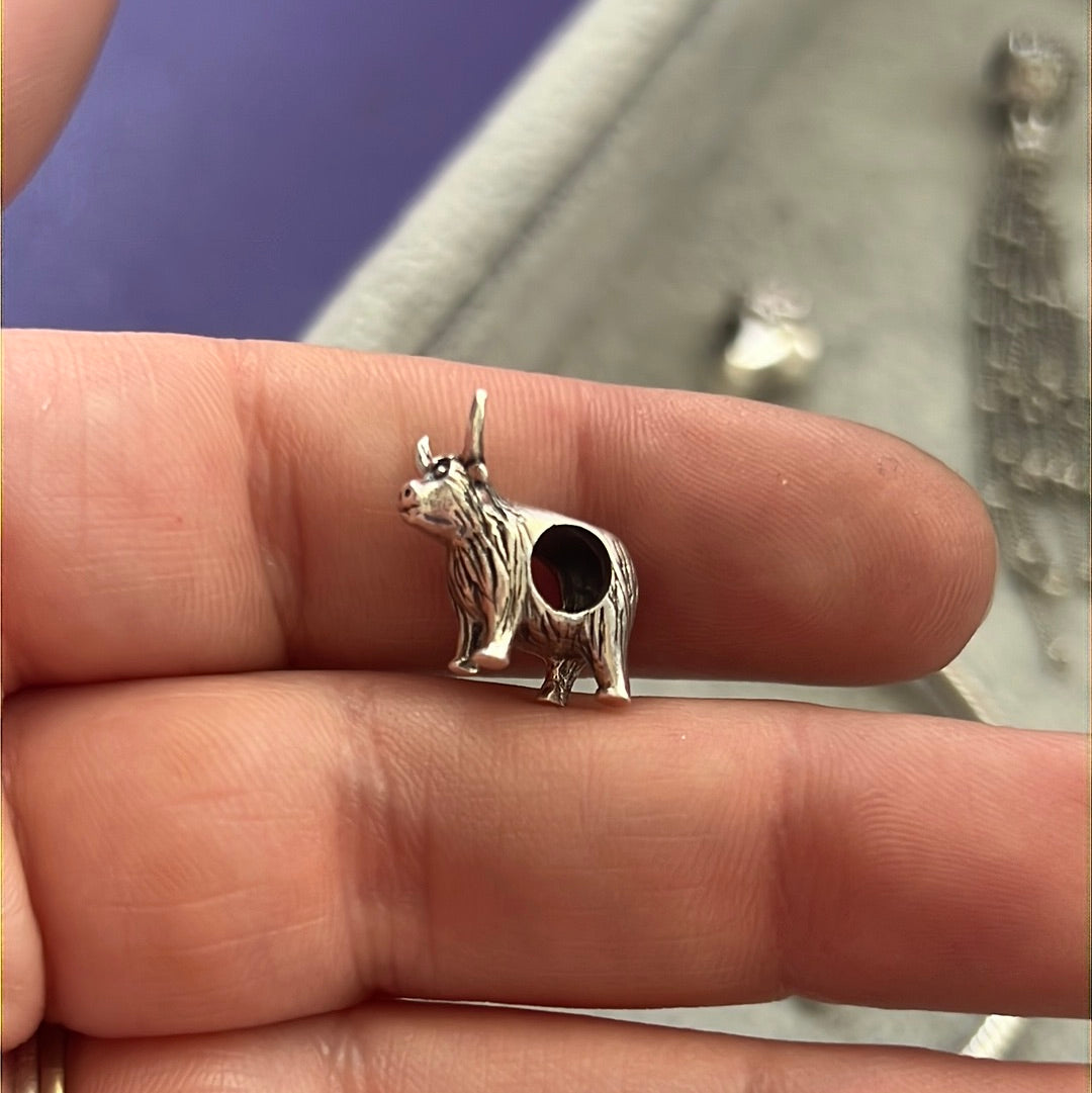 Sterling Silver Cute Scottish Cow Charm