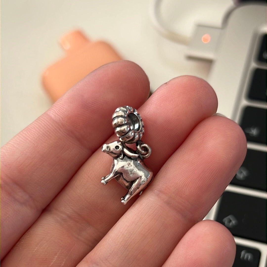 Genuine Pandora Bull Horoscope Rare HTF Dangle Animal Charm