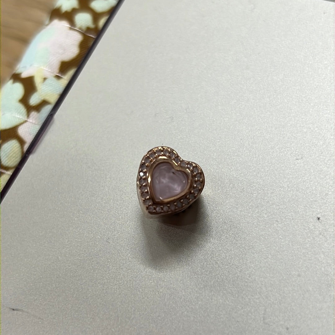 Genuine Pandora Rose Gold Pave Pink Stone Heart