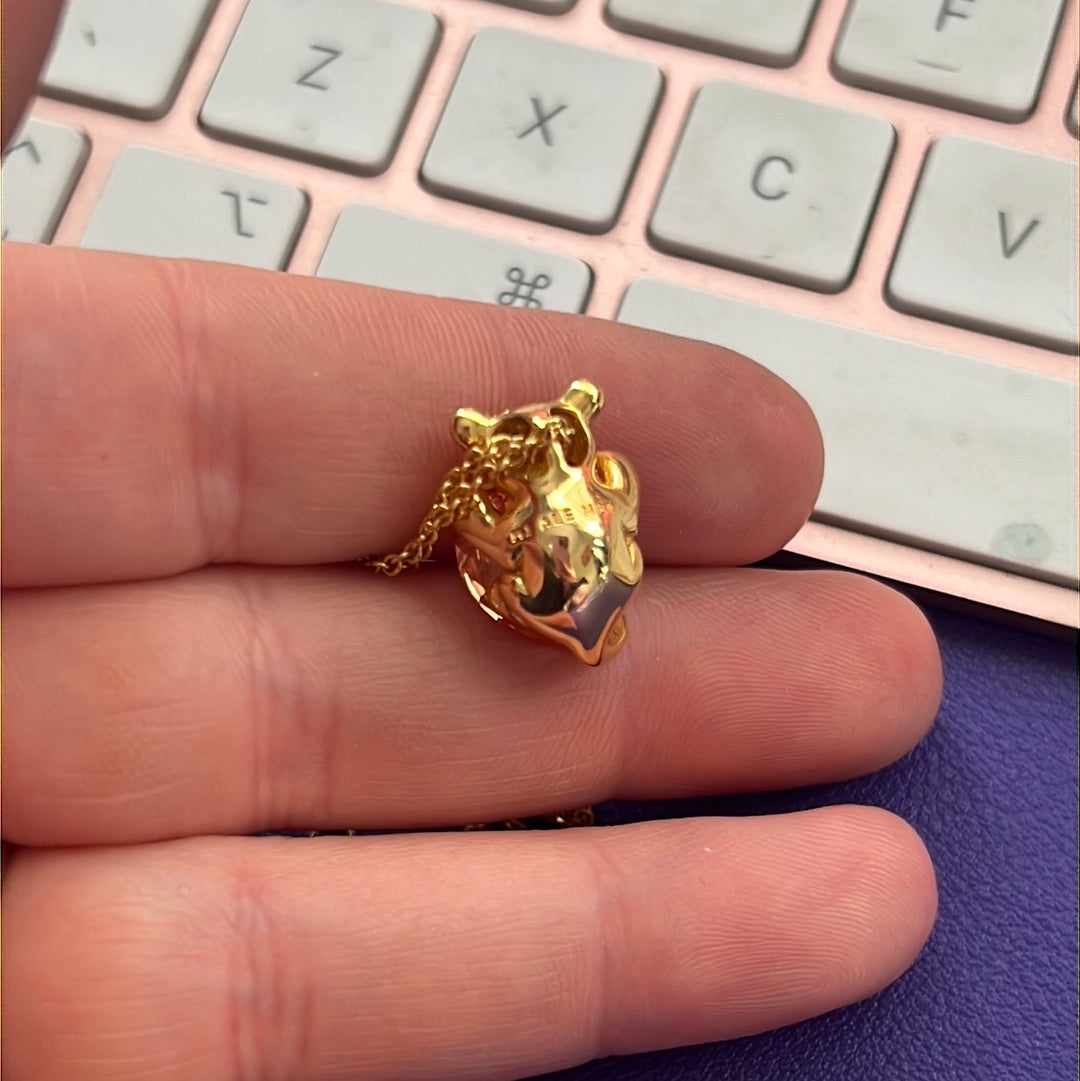 Genuine Pandora Shine Gold Disney Lioness Pave Necklace Holding Golden Heart Stone 50cm drop
