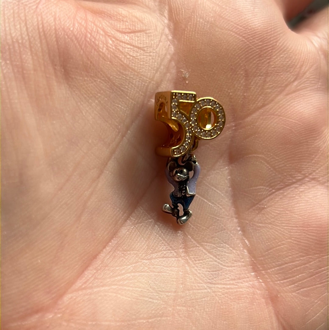Genuine Pandora Disney Shine 50th Anniversary Mickey Dangle Charm