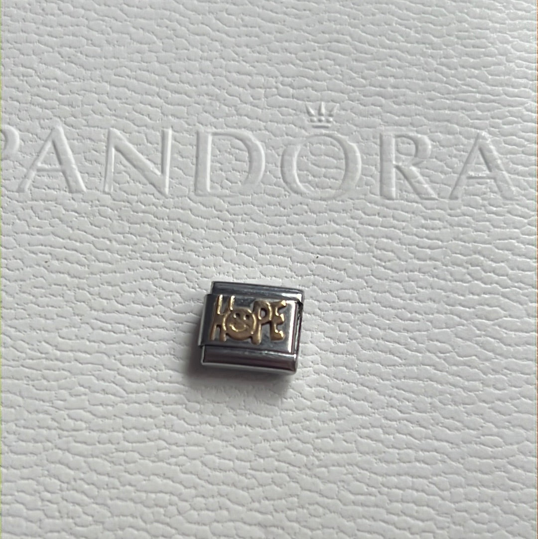 Genuine Nomination Silver Link Charm Two Tone HOPE