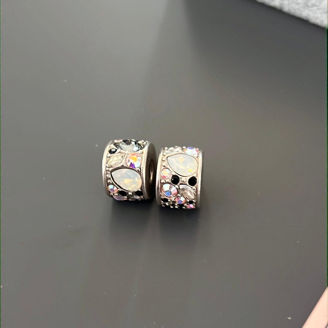 Genuine Chamilia Pair of Opal Teardrop Pave Large Charms x1